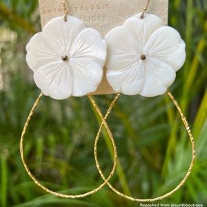 Anthropologie - Pearl Floral Drop Earrings